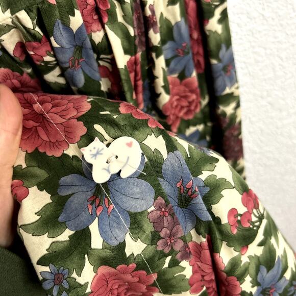 Carolart Design Vintage Teacher Dress Womens Size Medium Floral Cotton Jumper - Picture 5 of 8